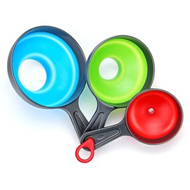 Funnels for Kitchen Use Set of 3, Dokpod Collapsible Funnels for Filling Bottles, Wide Mouse Canning Funnel, Small Medium Large Funnel Set for Filling Solid Particles, Powder and Liquid, Funnel