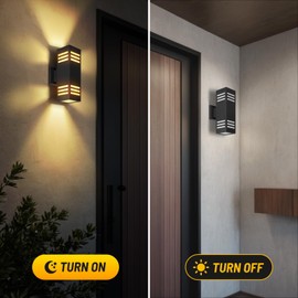 Tesjaso 2-Pack Modern Outdoor Wall Lights, IP65 Waterproof Up & Down Porch Light Fixtures with E26 Bulbs, Aluminum Wall Sconces for Garage, Patio, Entryway, 2700K Warm Light