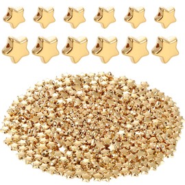 800 Pcs Plastic Star Beads Plated Star Spacer Beads Preppy Beads Tiny Star Charm Beads Star Beads with Hole for DIY Necklace Bracelet Earring Pendant Making Decor Craft, 6 mm, 12 mm(Gold)