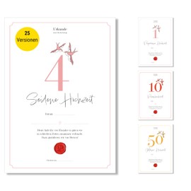 Frank Paperman® Gift for 4th Wedding Anniversary | Wedding Anniversary | Silk Wedding Anniversary | Certificate Wedding Anniversary | Classic | Gift Ideas Wedding Anniversary | DIN A4 Format