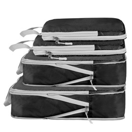 Compression Packing Cubes,Travel Storage Bag, Travel Packing Essentials for Suitcase Organizer Bags, Packing Organiser for Carry On Luggage(Black, Set of 4)