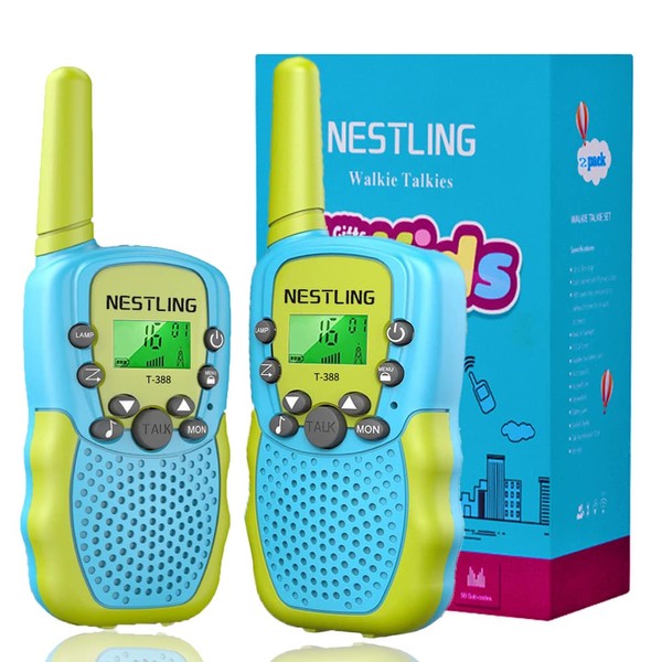 Nestling Kids Walkie Talkies 2 Pack, 8 Channels 2 Way Radio Walky Talky Toys with Backlit LCD Flashlight, Best Gifts Toys for Boys & Girls Indoor Outdoor Activity