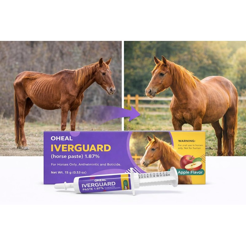 IverGuard Horse Paste 1.87%: Apple-Flavored Horse Paste, Up to 3086lbs,
