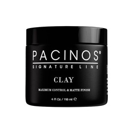 Pacinos Signature Line Clay 4 fl oz – Strong Hold Matte Styling Clay with Carnauba Wax & Kaolin for Textured Hairstyles, Volume & Frizz Control
