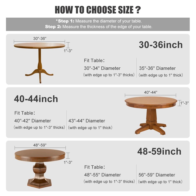 Obstal Fitted Round Table Cloth, Reversible Waterproof Stain Resistant Elastic