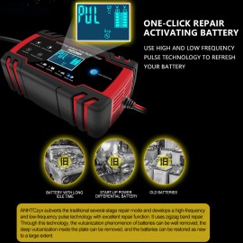 Mignova Intelligent Automatic Car Battery Charger 12/24V 8A Pulse Repair Starter AGM/GEL