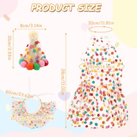 3 PCS Cat Birthday Hat and Bandana, Cat Party Hat and Dress, Cute Pet Birthday Party Supplies for Small Pets Outfit (Pink, Small)