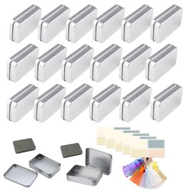 MeetRade Tin Box Containers: 20pack Square Metal Empty Portable Tins Box Home Storage Containers Organizer Mini Gift Box With Foam Pad Gift Bag and Labels