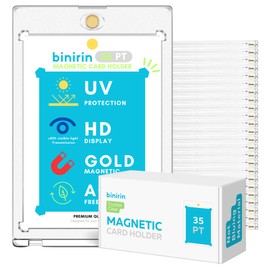 Binirin 35pt Magnetic Card Holders (25 Pack), 2-1/2" x 3-1/2", One Touch Card Holder for MTG, Yugioh, Baseball and Sports Game Trading Card
