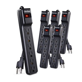 CyberPower CSB604MP6 Essential Surge Protector, 900J/125V, 6 Outlets, 4ft Power Cord, 6 Pack