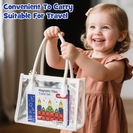 SKFKSHF Mini Magnetic Tiles Building Blocks, Portable Travel Construction Set, STEM Toddler Puzzle Birthday Gift Toys for Children Ages 3 4 5 6 7 8