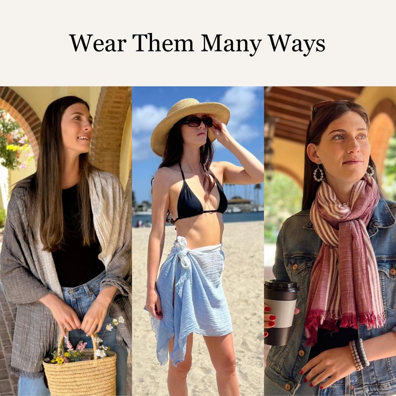 Humble Hilo Cumulus 100% Cotton Scarf, Shawl Wrap for Women