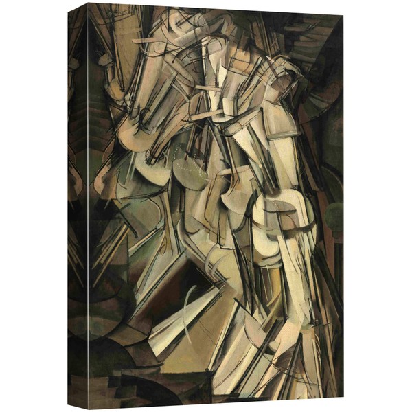 Nude Descending a Staircase No. 2 by Marcel Duchamp - Canvas Print Wall Art Famous Painting Reproduction - 32" x 48"