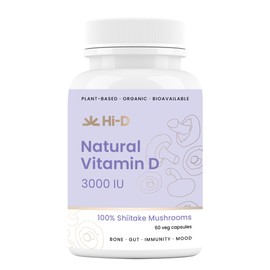 Mushroom Vitamin D 3000IU Wholefood | Plant Based | Shiitake 100% Organic | Freeze Dried | 60 Vegan capsules