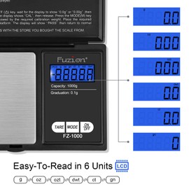 𝗙𝘂𝘇𝗶𝗼𝗻 Digital Pocket Scale Precision 1000g/0.1g, Small Digital Scales Grams Ounces Grains, Herb Scale, Jewelry Scale, Portable Travel Food Scale