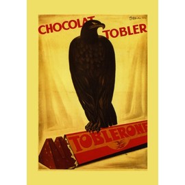 CANVAS Eagle Chocolate Chocolat Tobler Toblerone By Cappiello 20" X 30" Image Size . Vintage poster on CANVAS. Art Reproduction