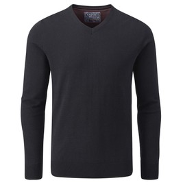 Charles Wilson Men's Fine Knit Cotton V-Neck Jumper (M, Dark Navy (0422))