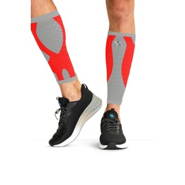 Infinity Leg Calf Compression Sleeve Socks 10-15 mmHg With Moisture Wicking Technology for Men or Women (Unisex) - ELECTRIC, Regular, Vapor/Firebird Red