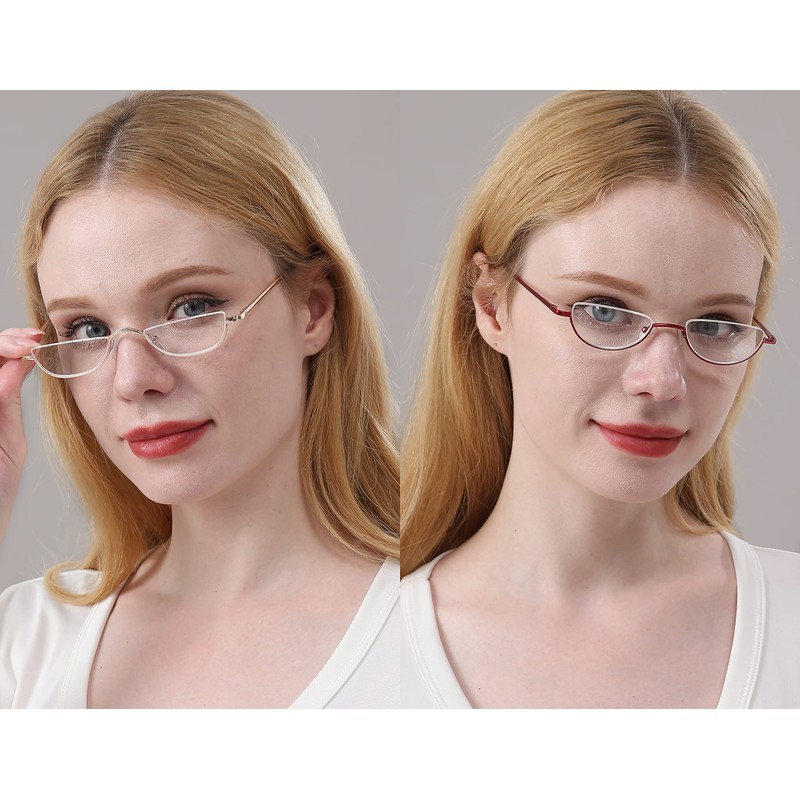 REAVEE 3 Pack Half Frame Retro Designer Alloy Reading Glasses