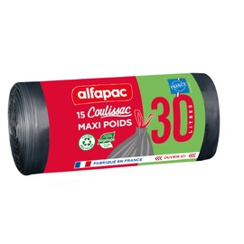 Alfaac - 15 Bags with Sliding Straps - Maxi Weight Bin Liners - Vegetal Origin, 50 x 65 cm