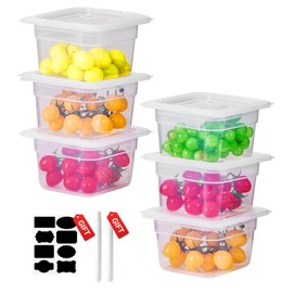 1/6 Size&4 Inch Translucent NSF Food Pan: 9 PCS[Total Seal] [Hot&Cold Resistant] Food Storage Containers with Lids, Topping Salad Bar Container (BPA-FREE)