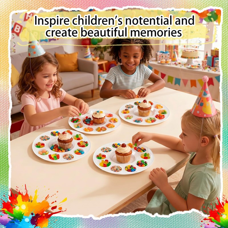 BMMN 200PCS Paint Tray Palettes for Kids, White