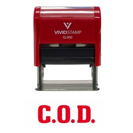 C.O.D. Self Inking Rubber Stamp (Red Ink) Medium