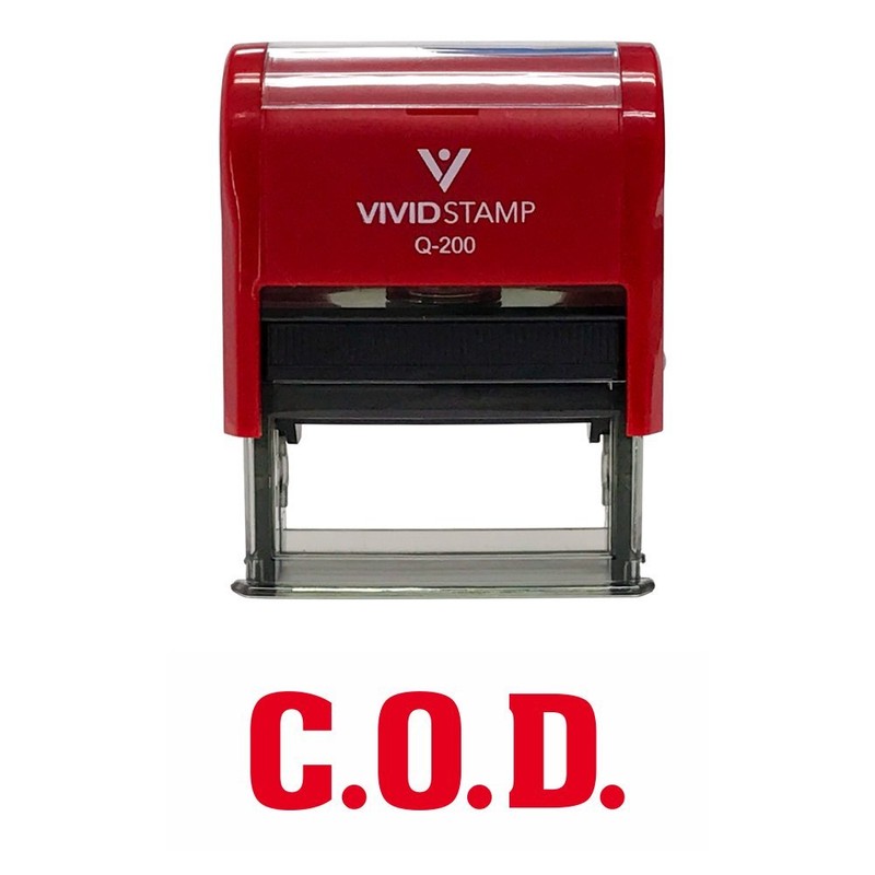 C.O.D. Self Inking Rubber Stamp (Red Ink) Medium