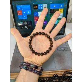 RAYON Champagne Brown Smoky Quartz Bead Bracelet Men Stretch 10mm 7, 7.5, 8, or 8.5 in