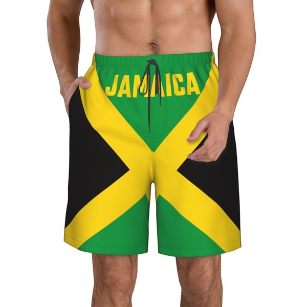 Dsiflylife Mens Swim Trunks Jamaica Flag Mens Board Shorts Quick