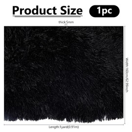 DICOSMETIC 1 Yard X 62.99 Inch Kunstpelzstoff Wolle Stoffbesatz Langhaarpelz Luxuriöser Shaggy Schwarzer Pelzbesatz Für DIY Näharbeiten Kostüme Polsterzubehör