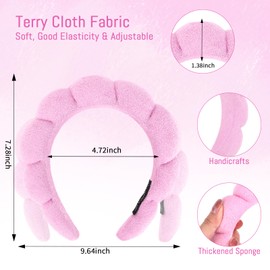 Araluky Women Spa Headband for Washing Face Makeup Headband Puffy Sponge Headbands Skincare Headbands for Women Girls Terry Cloth Headband for Skincare Makeup Removal Shower