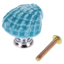 Corasays Shell Shape Drawer Cupboard Pulls Handles Wardrobe Drawer Cabinet Door Kitchen Knobs and Handles, Pack of 6 (Blue)