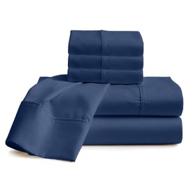 Neighbourhood Home 100% Real Certified Organic Cotton Bedsheet Set, King Size 6 Piece 800 Thread Count Sheets Sets, Fits Mattress Upto 12" Deep Pocket - Mediterranean Blue