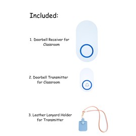 Classroom Doorbell together with Button Holder for Classroom Management, AC Doorbell with Teacher Lanyard Pouch ID Holder, Classroom Teacher Must Haves, Doorbell for Teachers, Light Blue