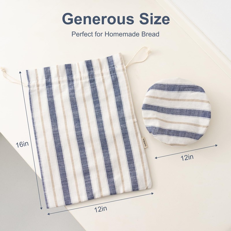 Linen Bread Bag for Homemade Sourdough Bread with Proofing Cover,