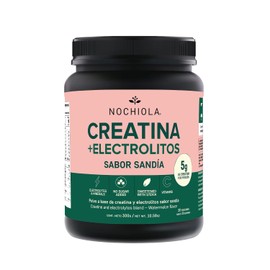 NOCHIOLA Creatina con Electrolitos, Sabor Sandía, 5g Creatina por Porción, Sin Azúcar, Endulzado con Stevia, 300g, 30 Porciones