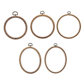 PATIKIL Mixed Sizes Embroidery Hoops Set, 5 Pieces Imitated Wood Circle Oval Frame Cross Stitch Hoop Ring for Embroidery Art Craft Sewing Ornaments Hanging Decoration