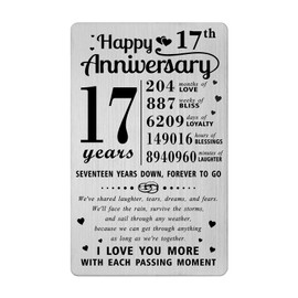 Richesele 17th Anniversary Card - Happy 17 Year Wedding Anniversary Wallet Card - 17 Years Anniversary Decorations Gifts for Husband Wife Him Her