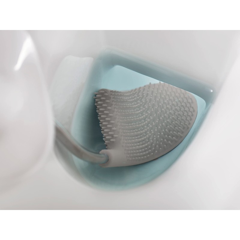 Joseph Joseph Toilet Brush with Slim Holder Flexible Anti-Drip, Grey/White