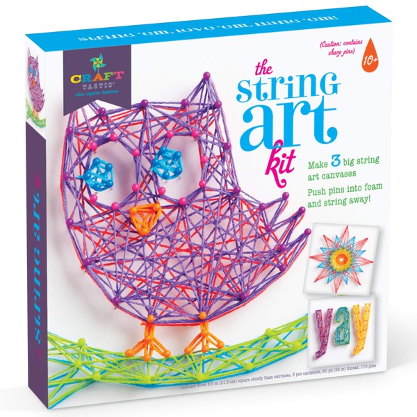 Craft-tastic â String Art Kit â Craft Kit Makes 3 Large String Art Canvases â Owl Edition
