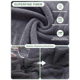 Dog Bathrobe, Quick Drying Microfibre Bath Towel, Bibykivn Adjustable Dog Towel with Velcro Closure, Absorbent Dog Bathrobe with Hat for Medium Small Dogs (Grey Green, M)