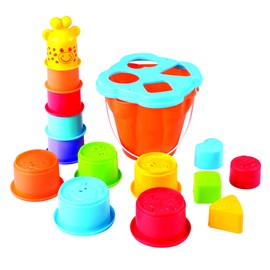 PlayGo Giraffe Activity Center Stacking Cups Baby Toys Educational Toddler Toys Top Blocks Game Kit BPA Free Toys for 1 2 3 4-5 Year Old Girls Boys