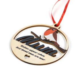 Robins Appear When Lost Loved Ones Are Near Mum Dad Hanging Christmas Tree Decoration Ornament Bauble Memorial By ASVP Shop (Mum)