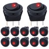 mxuteuk 12pcs 12V Lighted Round Rocker Switch Toggle Switch Red