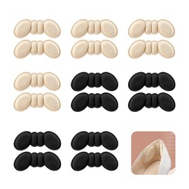 8-Pair Unisex Shoe Fit Solution Set: Heel Pads, Suitable For Shoes That Are Too Loose And Too Big, Heel Grips Protectors for Blisters Pain, Black And Apricot