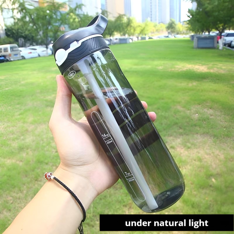 TCKJ 25oz Water Bottle with Straw, Clip, Handle & Marker,