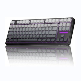 AUSDOM H87 Wireless Mechanical Gaming Keyboard: 10000mAh Battery Tri-Mode 2.4G/BT5.3/USB-C Hot Swappable Custom Keyboard with RGB Backlit, Side Printed PBT Keycaps, 15-Layer Gasket Structure, Topographic,Gaming keyboard, office keyboard - Color: Black Gr