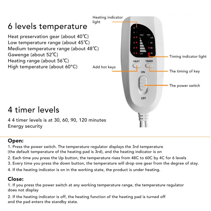 Electric Heating Pad 6 Temperature Levels Soft Warm Heated Wrap