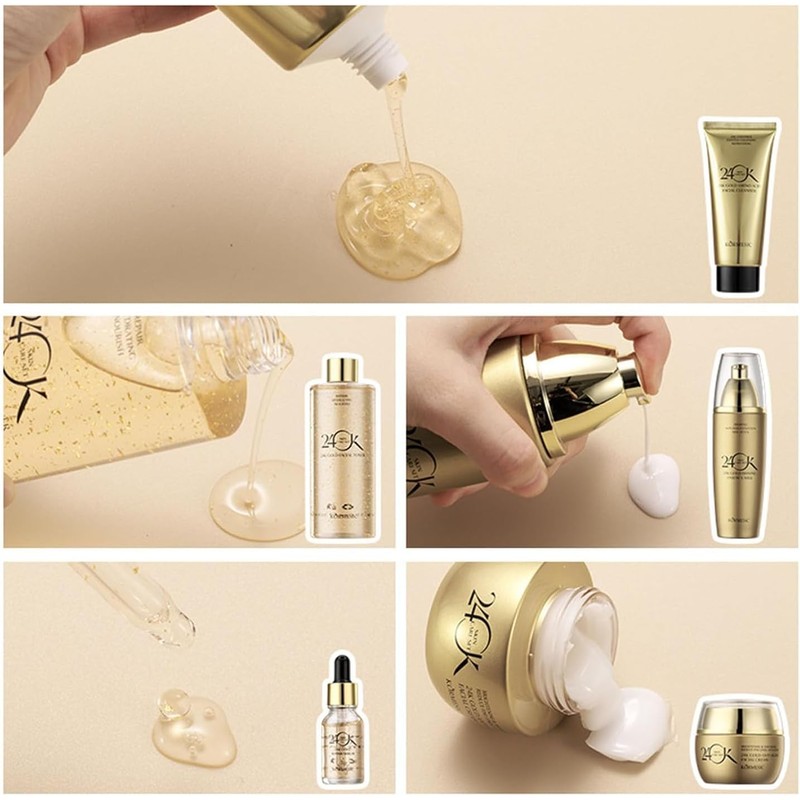 Kit Cuidado Facial 24k Pure Gold, 6 Piezas Colgeno Oro